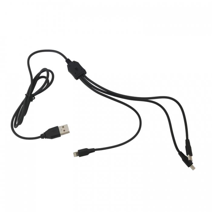 Универсално USB зарядно за кола с два порта и USB кабел 3 в 1 2011
