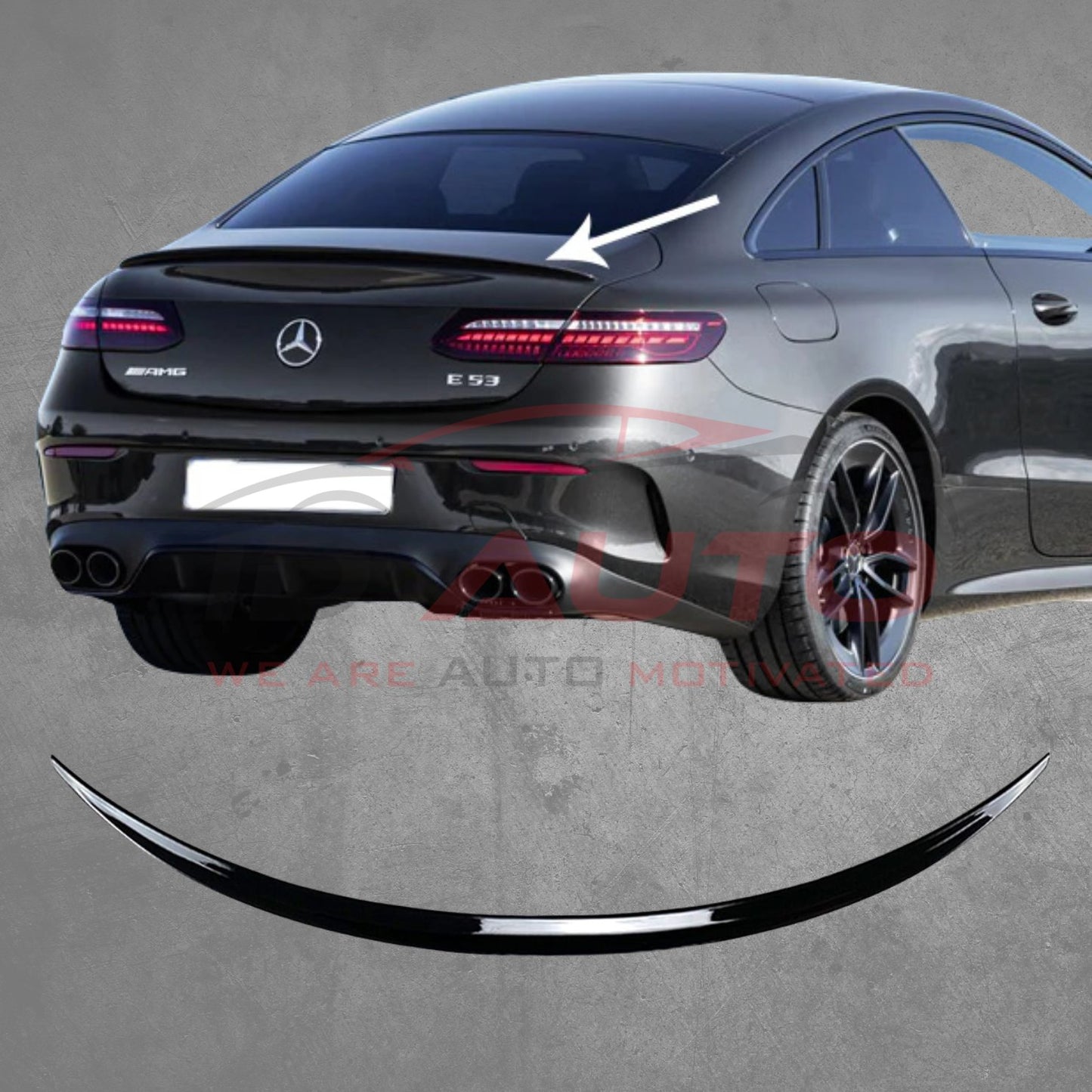 Тунинг лип спойлер за багажник – Mercedes E-Class Coupe C238 (2017–2023) – черен гланц