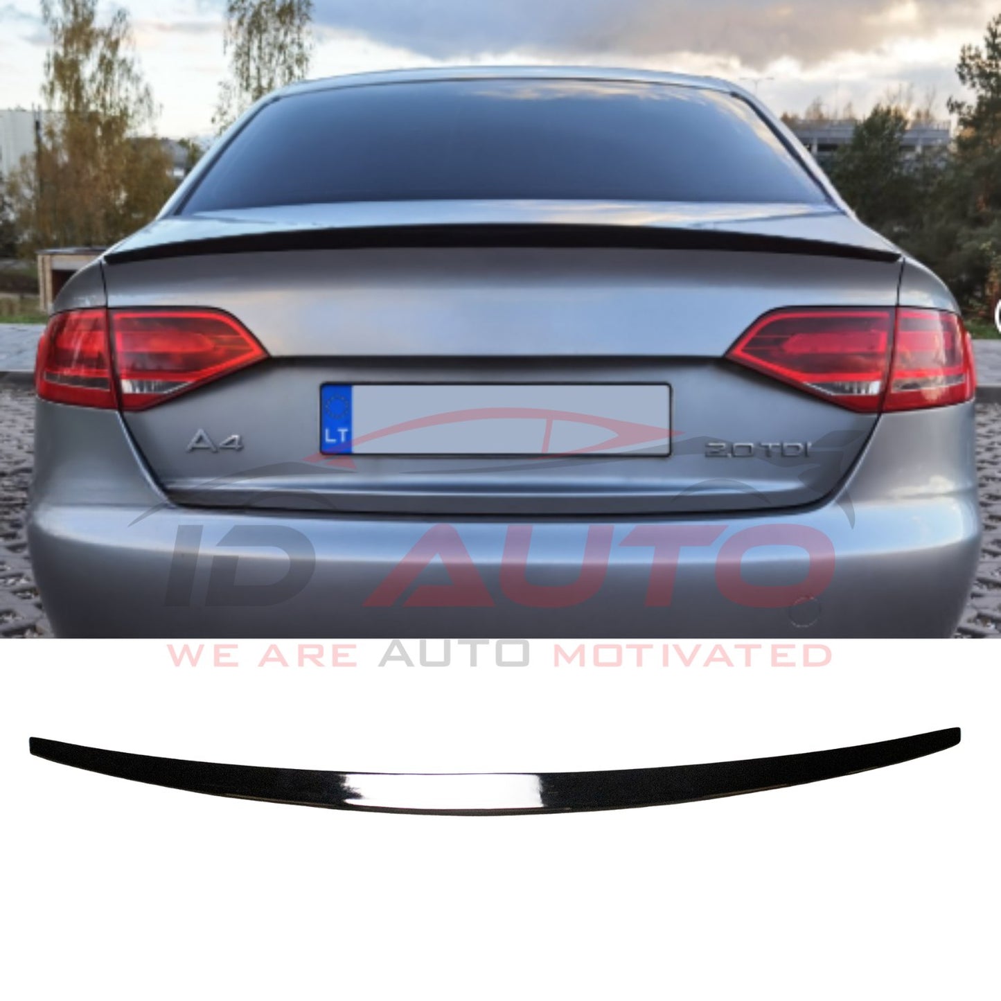Тунинг лип спойлер за багажник – Audi A4 B8 (2008–2015), черен гланц