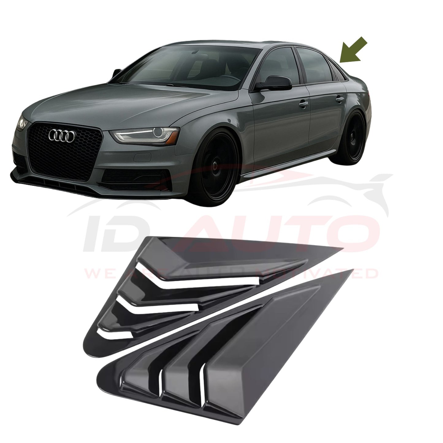 Тунинг добавки за задни странични стъкла – Audi A4 B8.5 (2008–2015), черен гланц