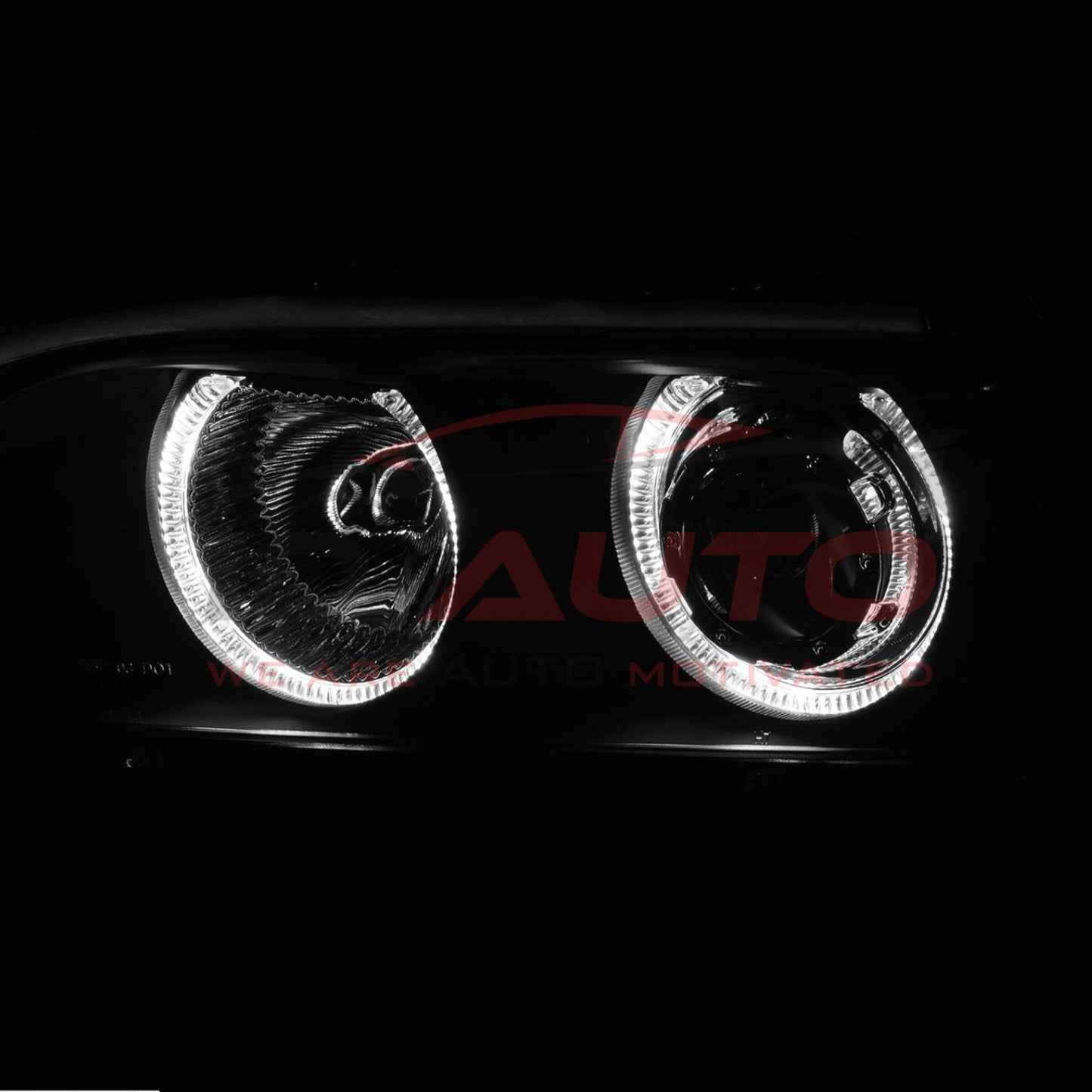 Комплект тунинг фарове с Angel Eyes за BMW 5 Series E39 (1997–2003) – черни, с включени крушки