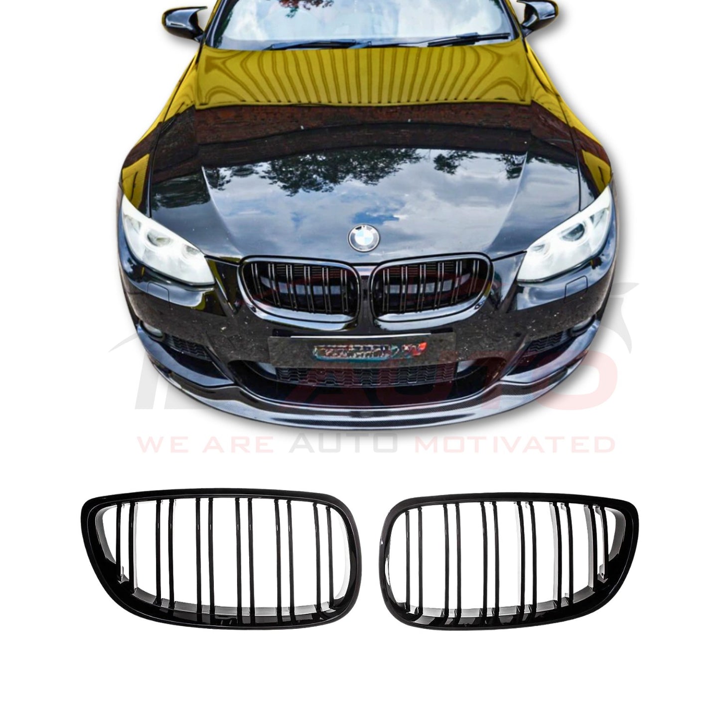 Бъбреци за BMW E92 / E93 (2006 - 2010) Двойни Черен Гланц