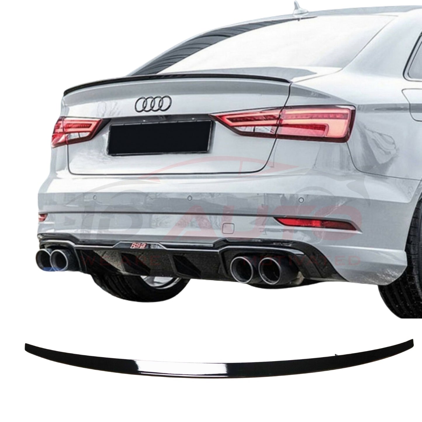 Спойлер за багажник (лип) – Audi A3 седан 8V (2013–2020), черен гланц