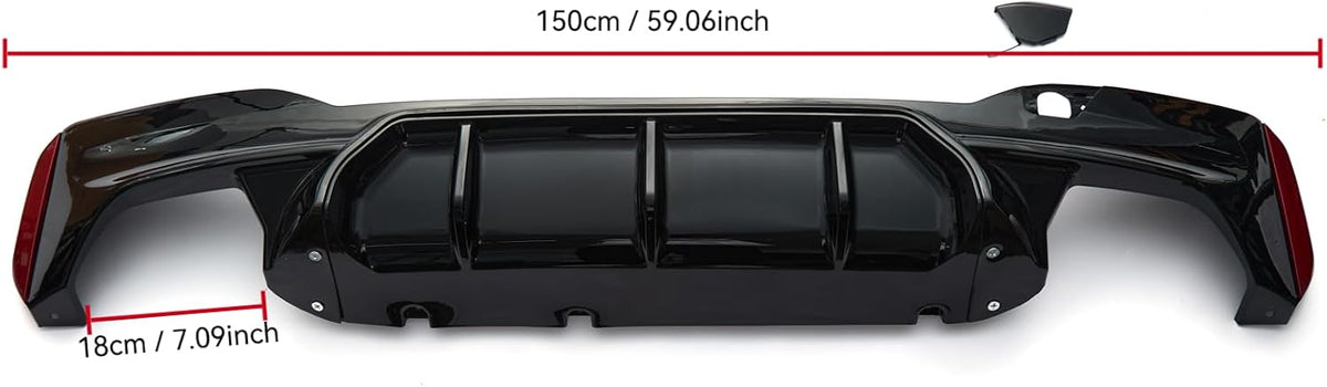 Заден оребрен дифузьор за BMW 5 Series G30 (2017–2022) – M5 Style, черен гланц