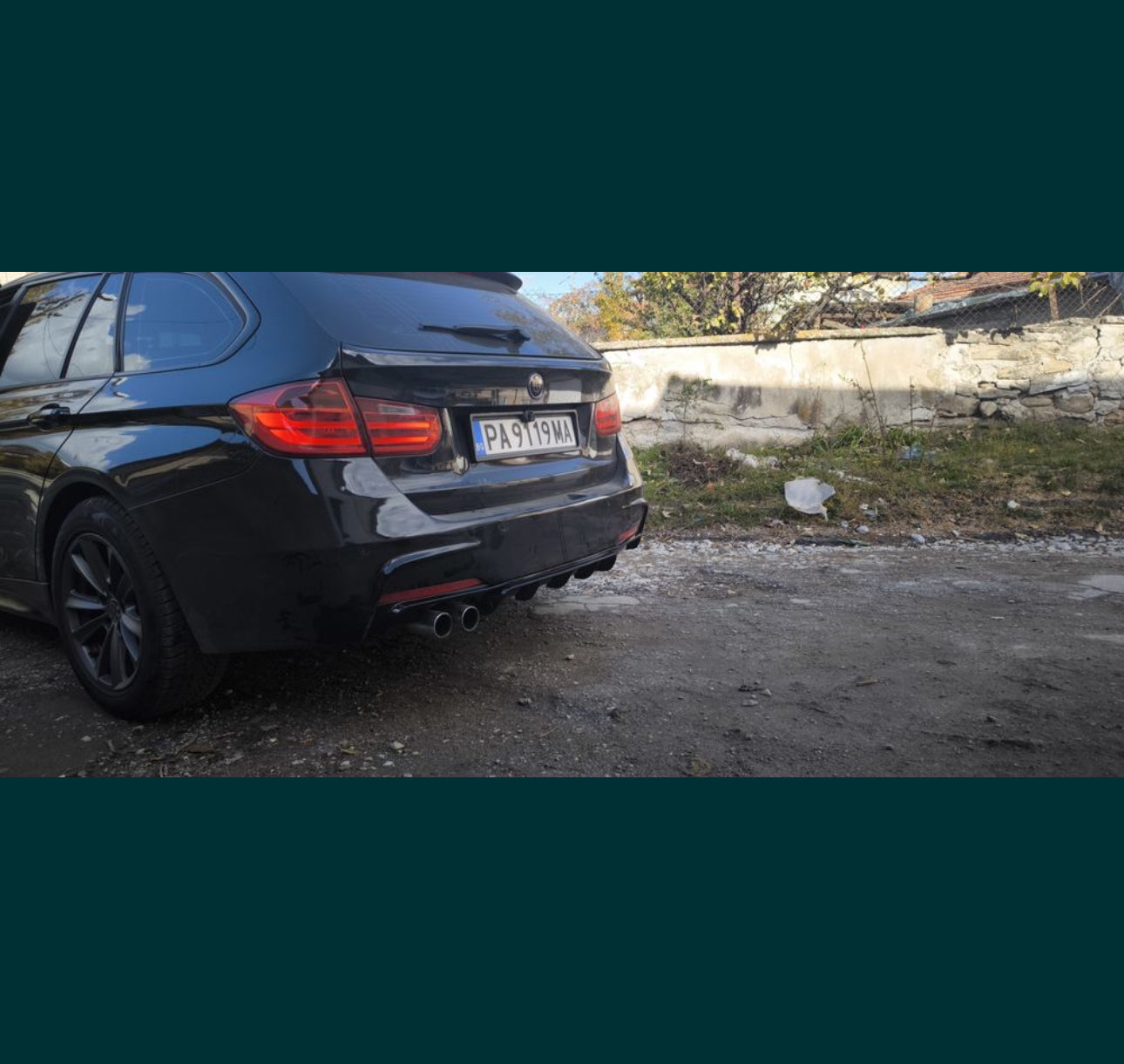 Заден дифузьор – BMW 3 Series F30 (2011–2019), за M-Tech броня, черен гланц