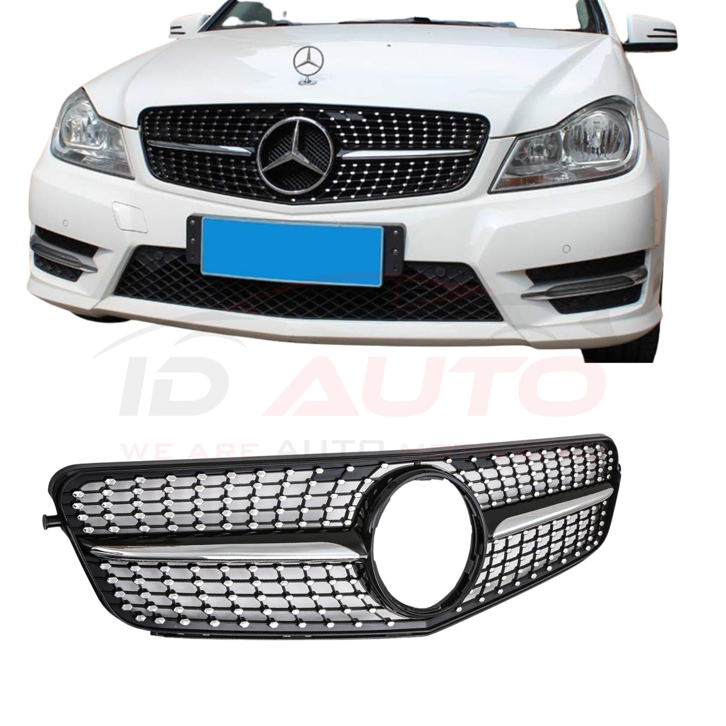 Решетка диамантена хром/черна за Mercedes C-Class W204 – седан, комби, купе