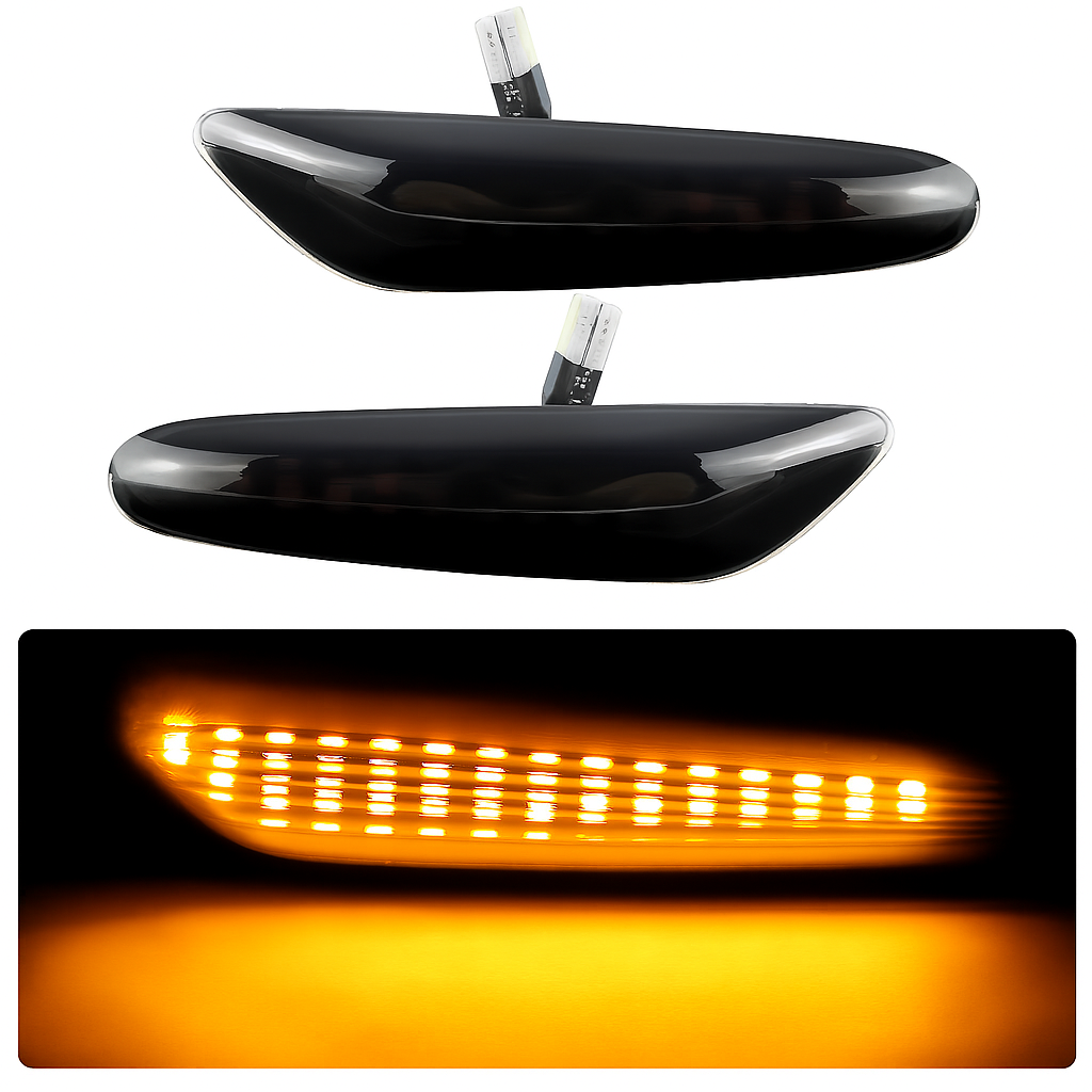 LED Черни (опушени) Бягащи Мигачи за BMW (Canbus)