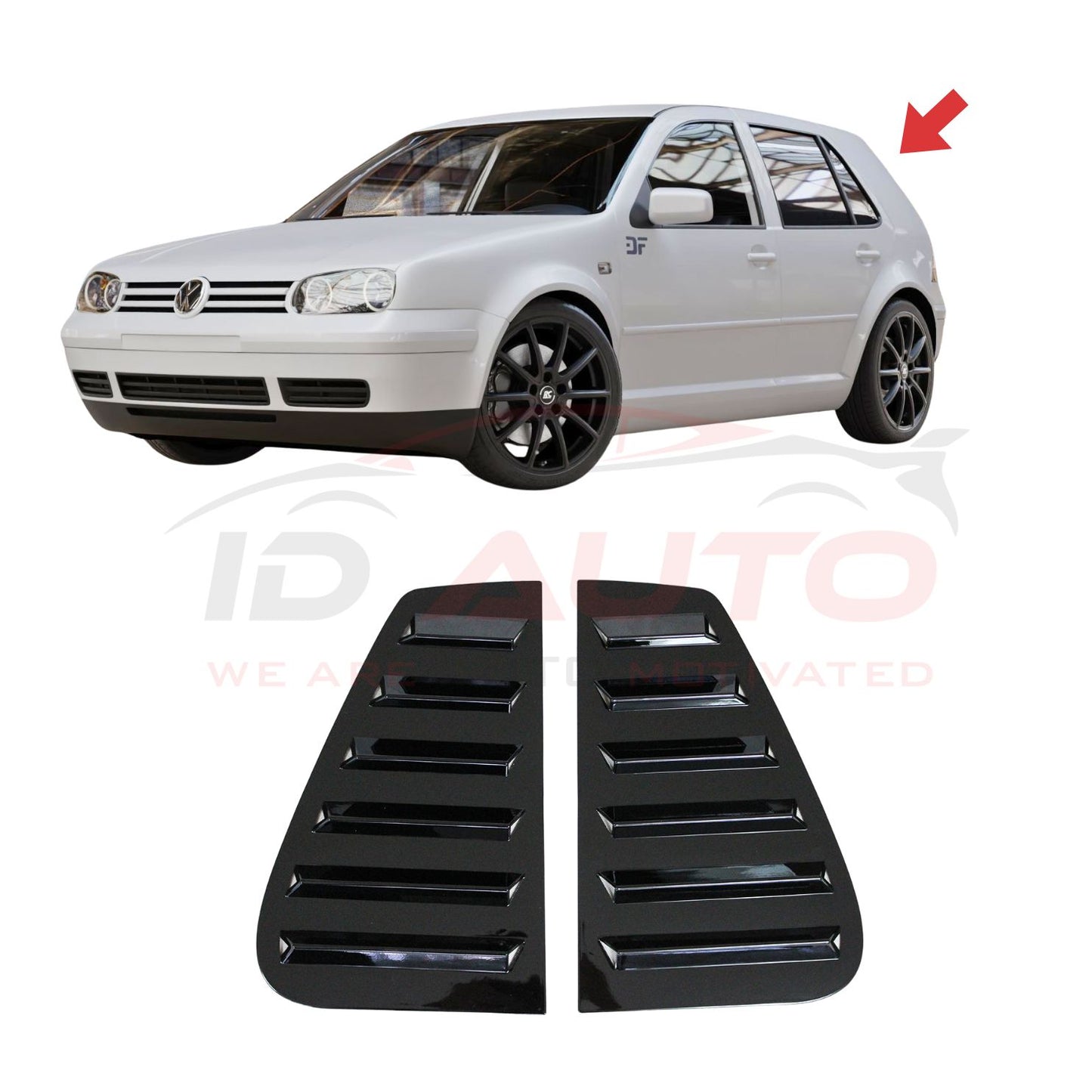 Тунинг добавки за задни странични стъкла – VW Golf 4 (1997–2003), черен гланц