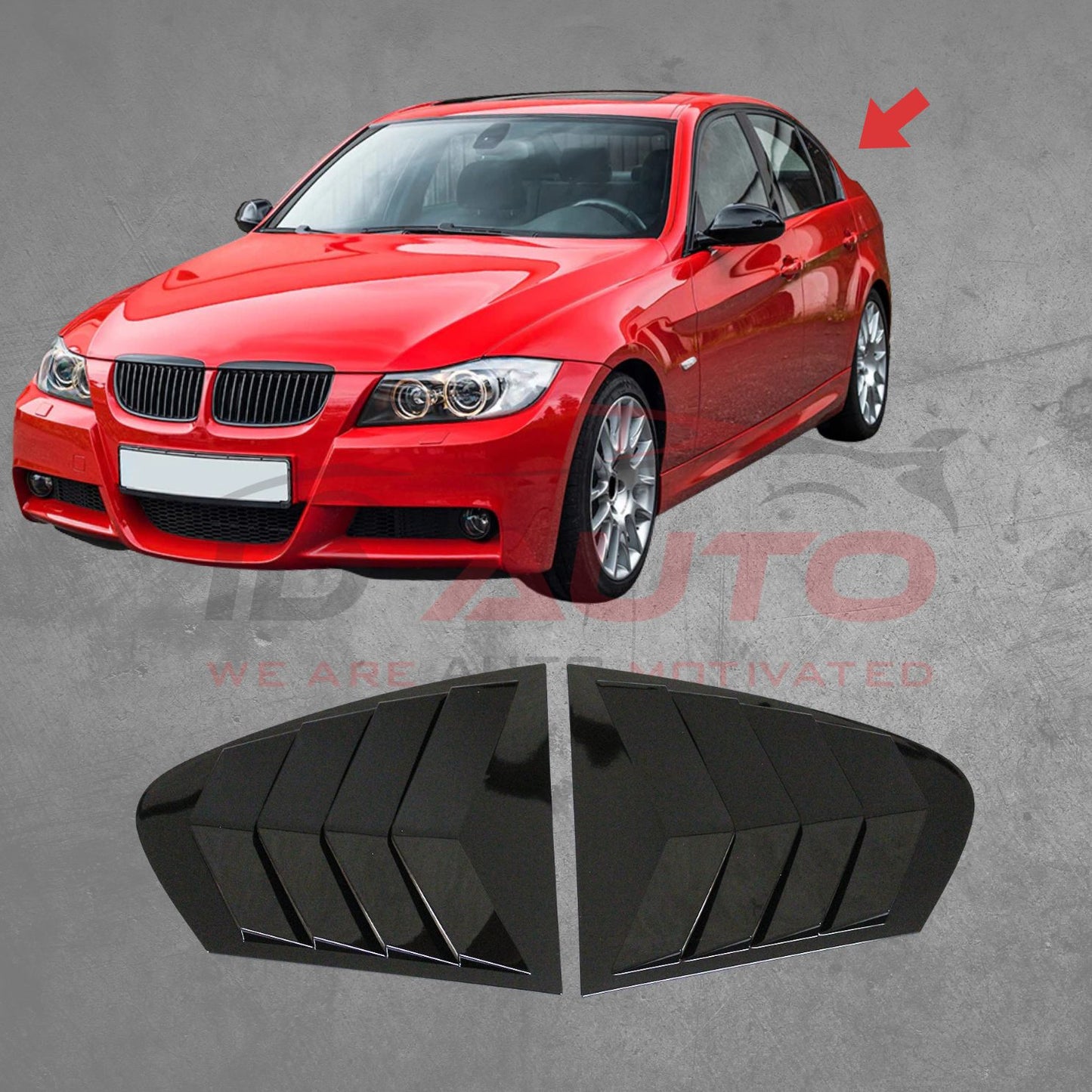 Добавки за задни странични стъкла BMW E90 – черен гланц, M-Style