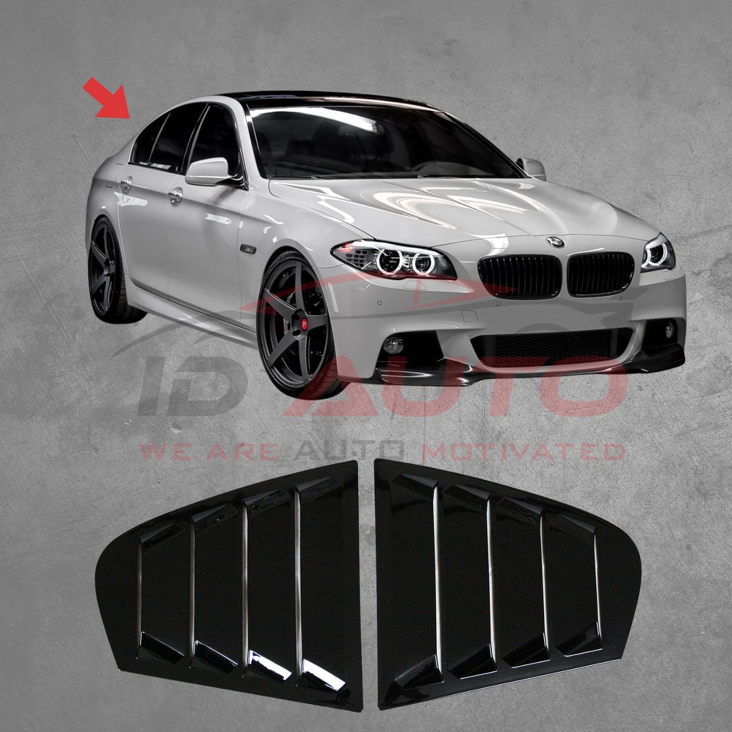 Тунинг добавки за задни странични стъкла – BMW F10 (2010–2016), черен гланц