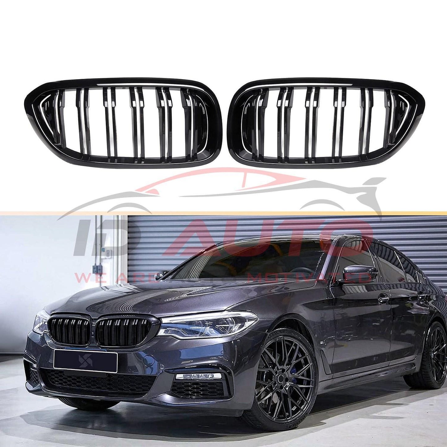 Двойни бъбреци решетки за BMW G30, G31, G38, 2017-2019 г., черен гланц