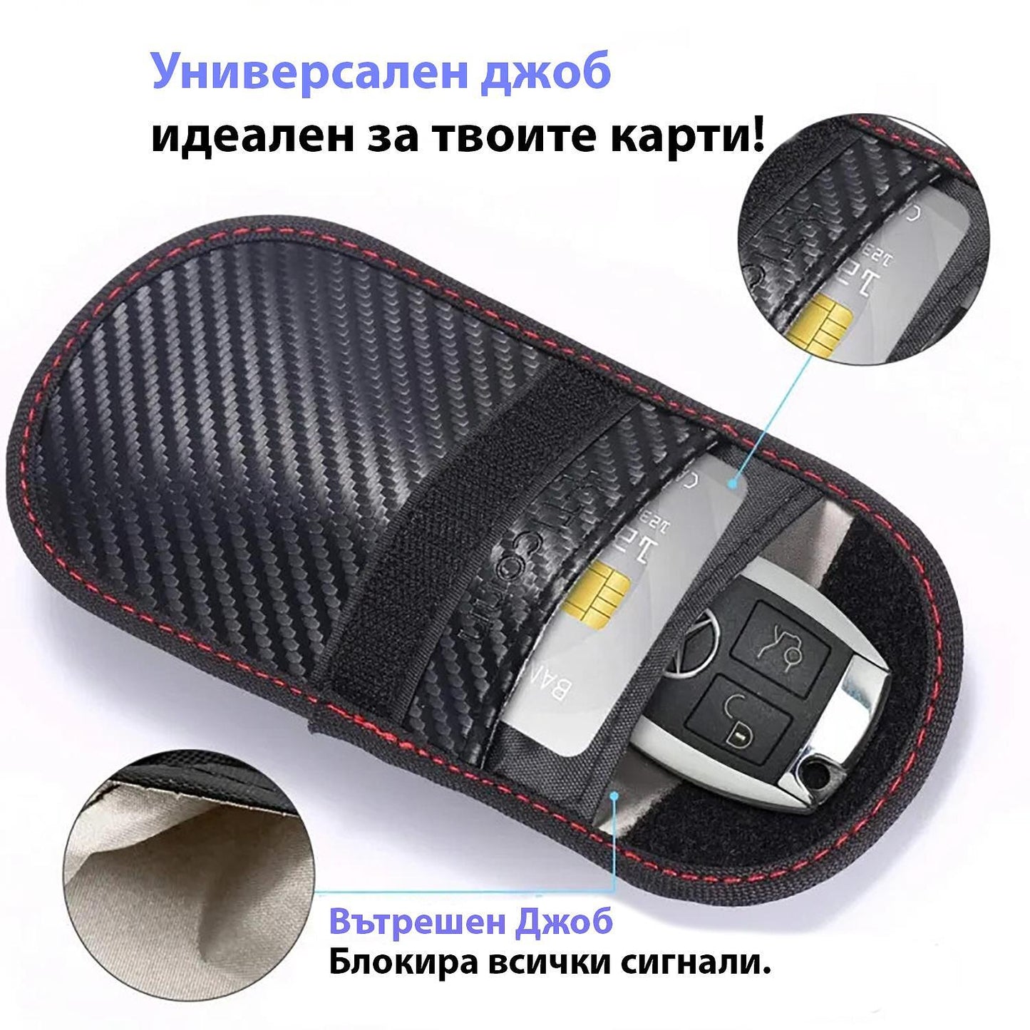 Екраниран калъф против кражба на сигнал за автоключ RFID - Keyless go