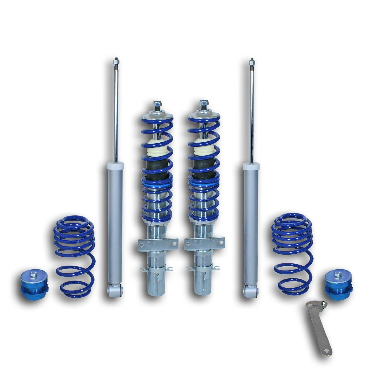 Регулируемо спортно окачване JOM BlueLine Coilover Kit, подходящо за Audi A1 8X 1.2 TFSI, 1.4 TFSI, 1.6 TDI, 2.0 TDI 2010 - 2014 г.