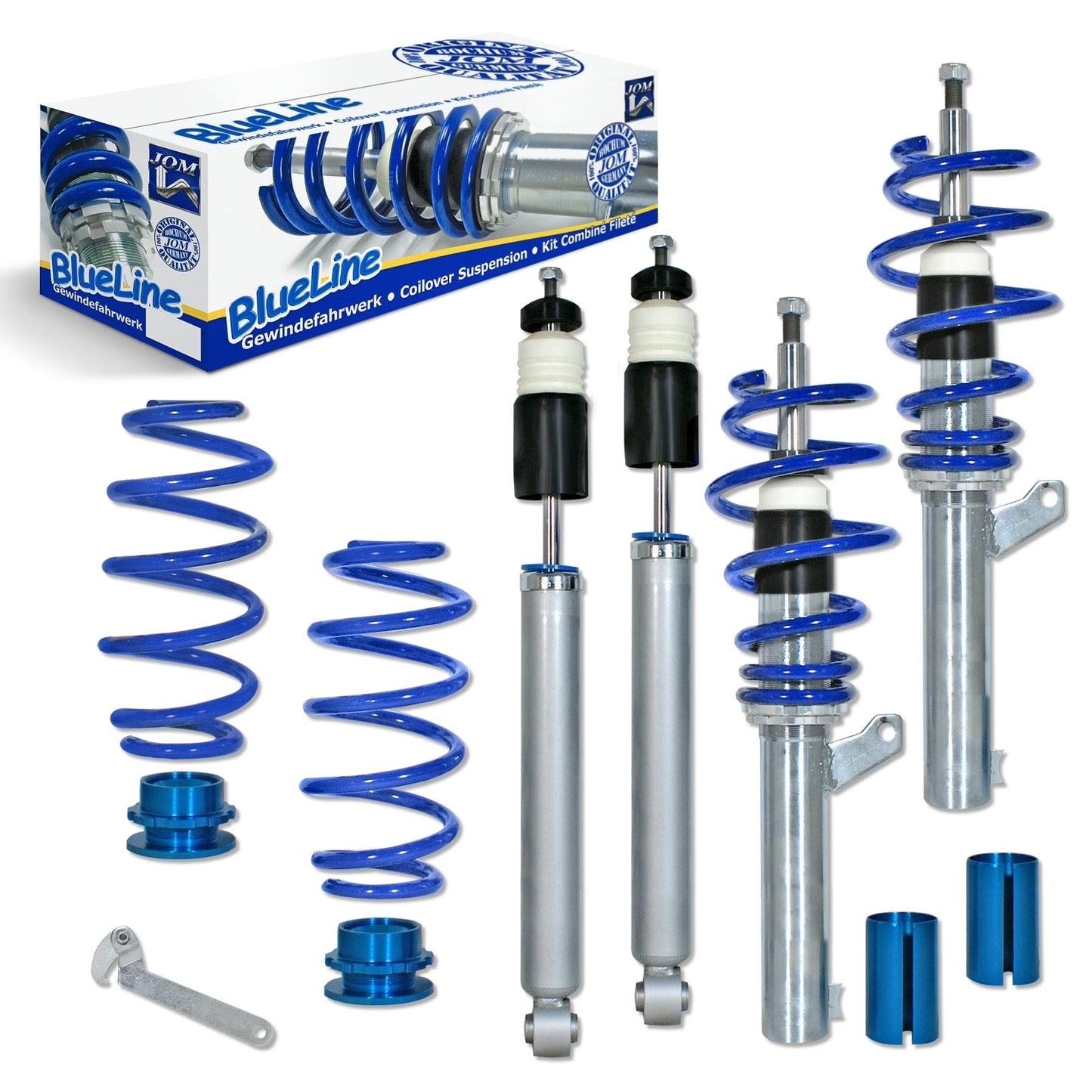 Регулируемо спортно окачване JOM BlueLine Coilover Kit подходящ за Audi TT 8J 2.5 TFSI (TT RS), 2.5 TFSI (TT RS plus), 3.2 година 2006 - 2014