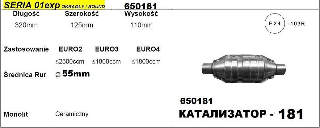 Катализатор за двигател до 2500 куб. - ф55 с дължина 320мм