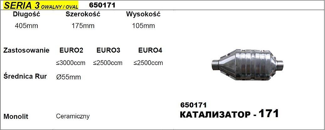 Катализатор за двигател до 3000 куб. - ф55 с дължина 405мм