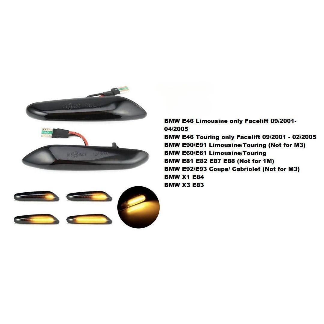 LED Черни (опушени) Бягащи Мигачи за BMW (Canbus)