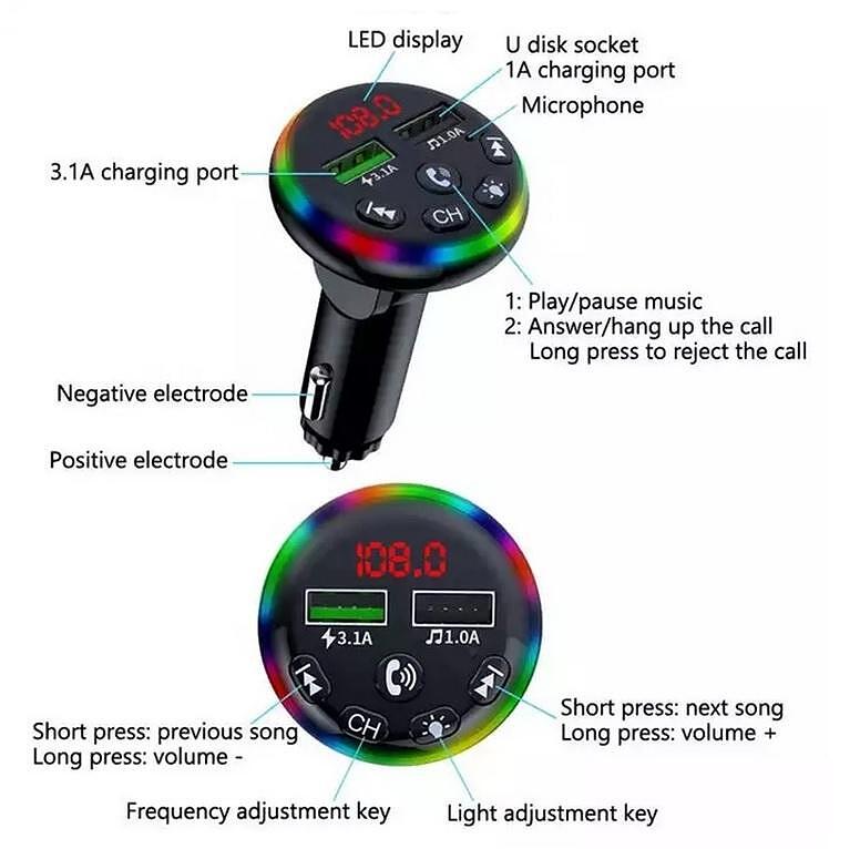 FM Трансмитер DUST - Bluetooth 12-24V