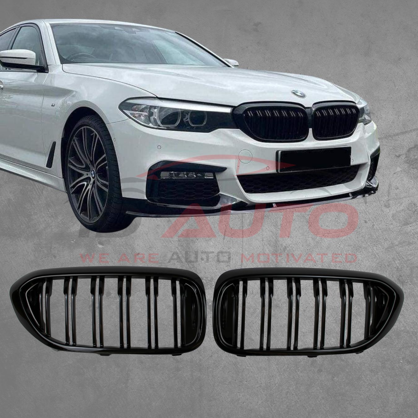 Двойни бъбреци (решетки) за BMW G30 / G31 Преди фейс(17–20) – M дизайн, Черен гланц