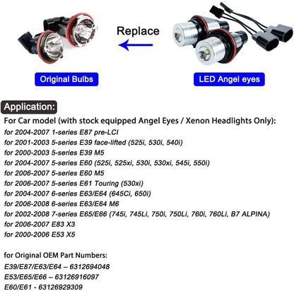 LED крушки Angel Eyes 12V/24V жълта светлина за BMW – Canbus, без грешки