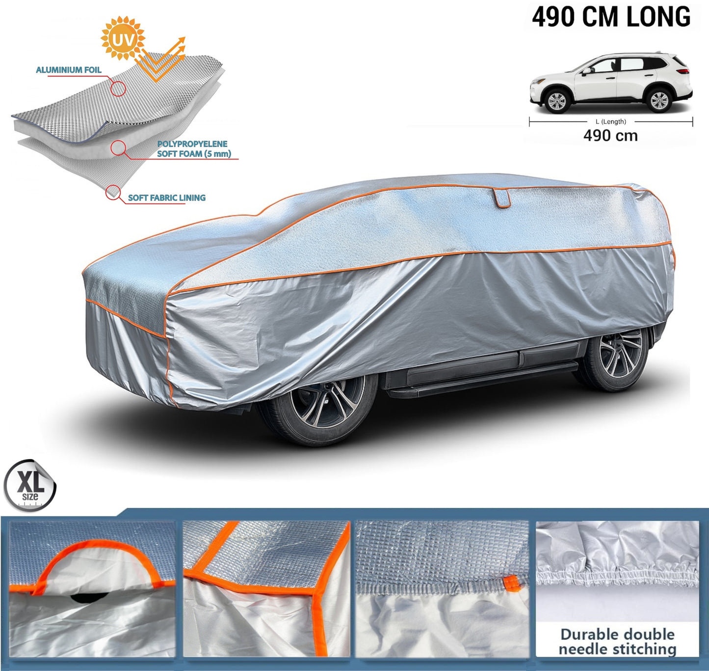 Покривало Против Градушка за SUV / Джип XL 490x178x120 см – 5 мм Защита от Градушка, Дъжд, Сняг и UV Лъчи