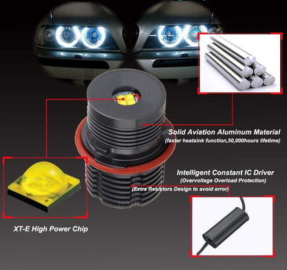 LED Angel Eyes крушки за BMW E39 E60 E61 E63 E64 E65 E66 E87 E90 E91 X3 E83 X5 E53 – CANBUS, Чисто бяла светлина