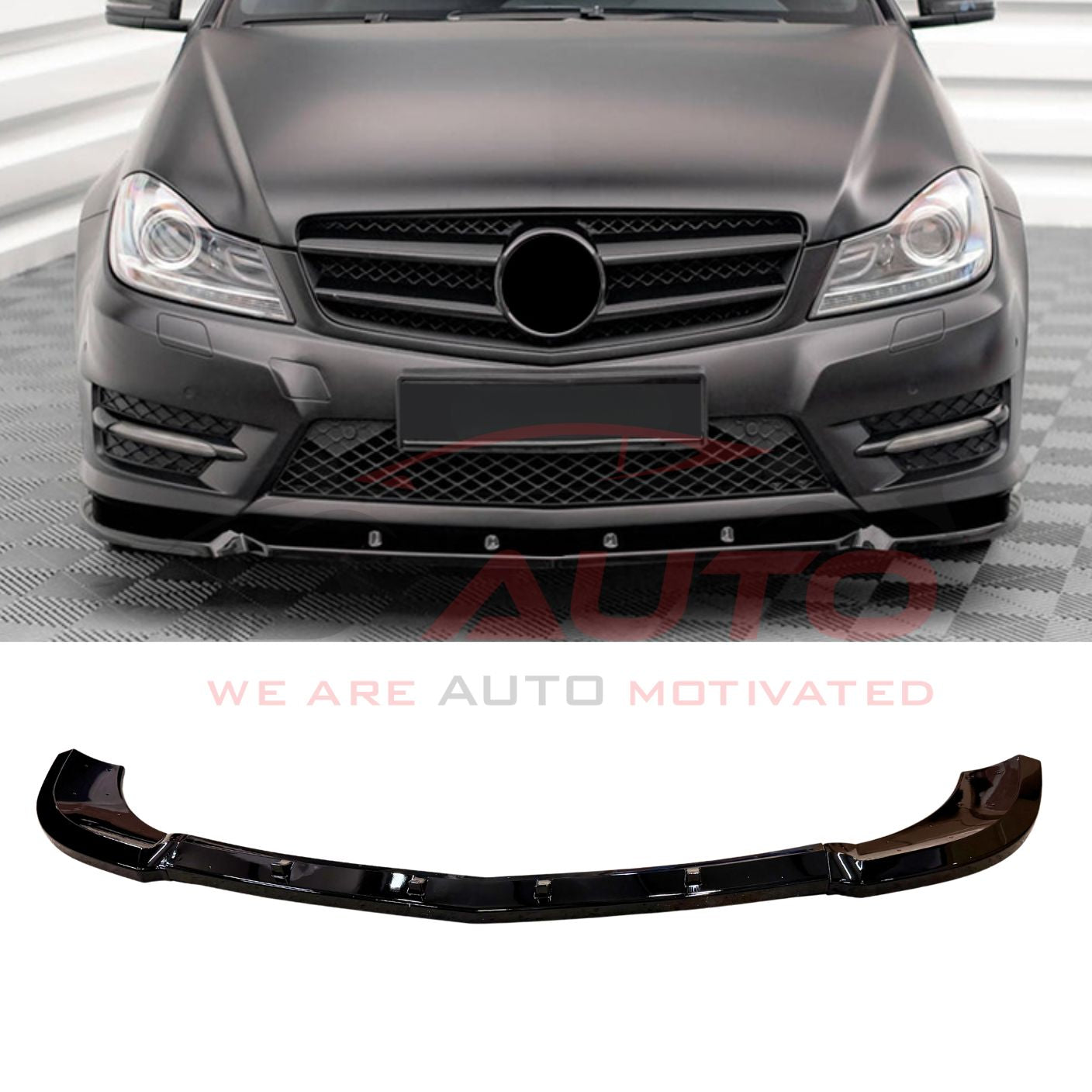 Преден лип спойлер за Mercedes C-Class W204 (2011-2014) – Черен гланц