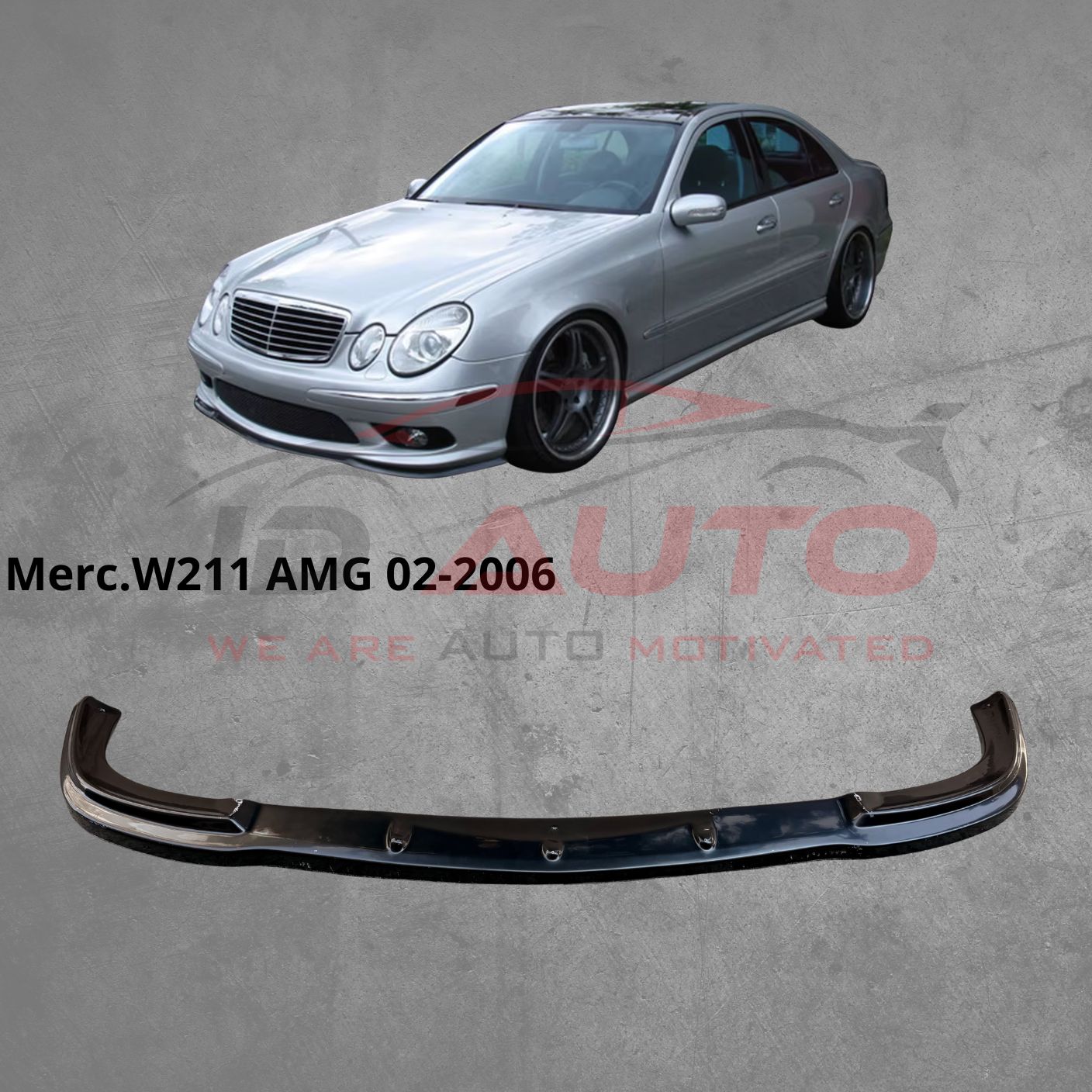 Преден лип спойлер за Mercedes E-Class W211 AMG (2002–2006) – Черен гланц