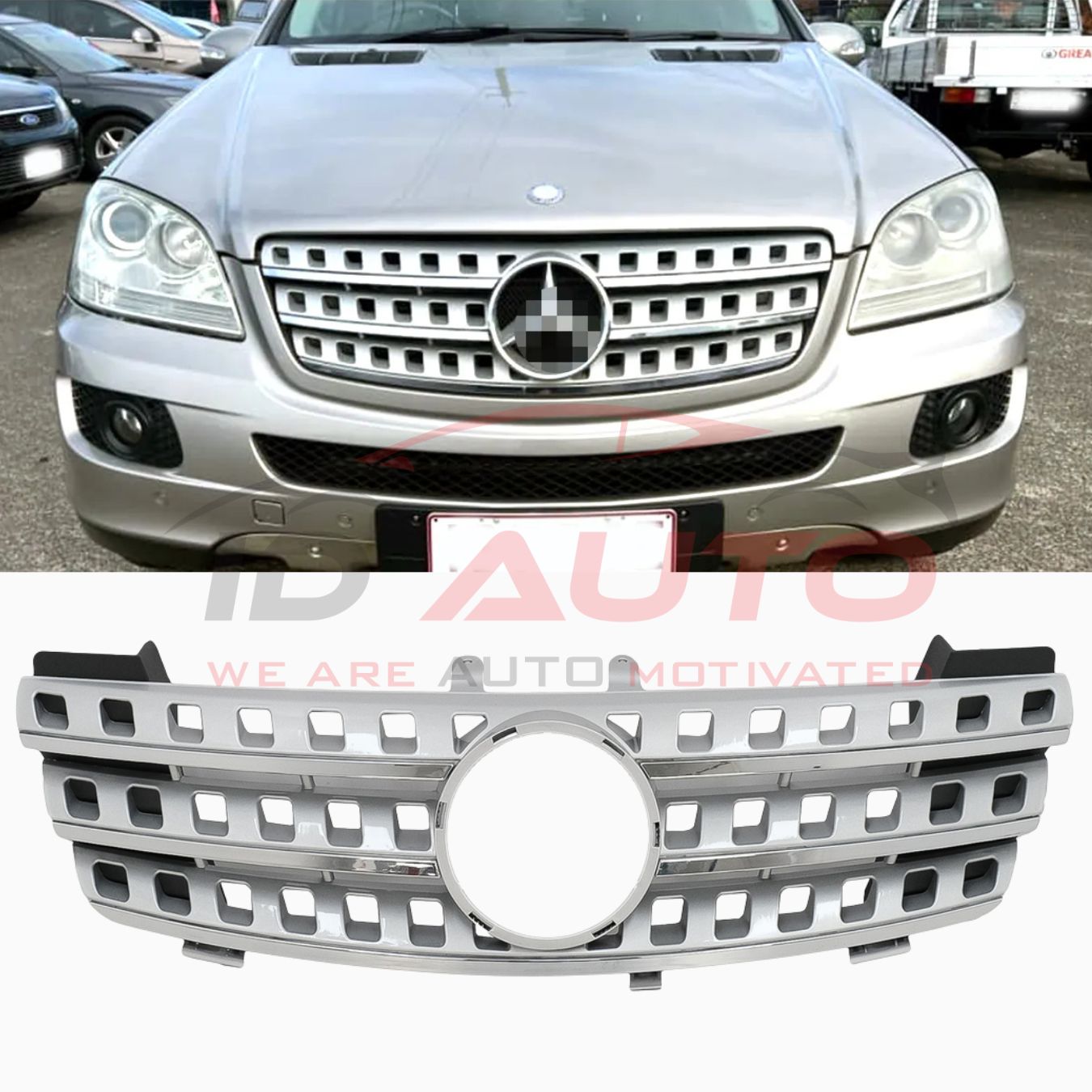 Сиво/хром решетка за Mercedes ML W164 (2005–2008) преди фейслифт