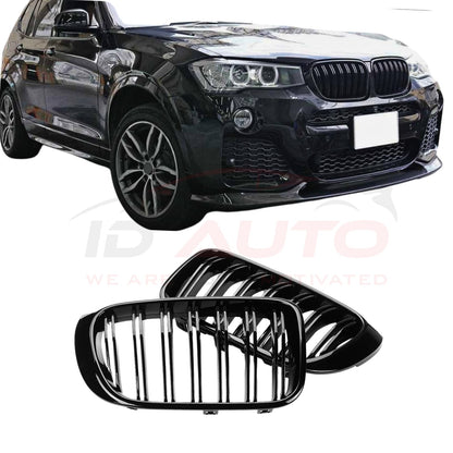 Двойни решетки (бъбреци) за BMW X3 F25 и X4 F26 (2010–2018) – черен лак