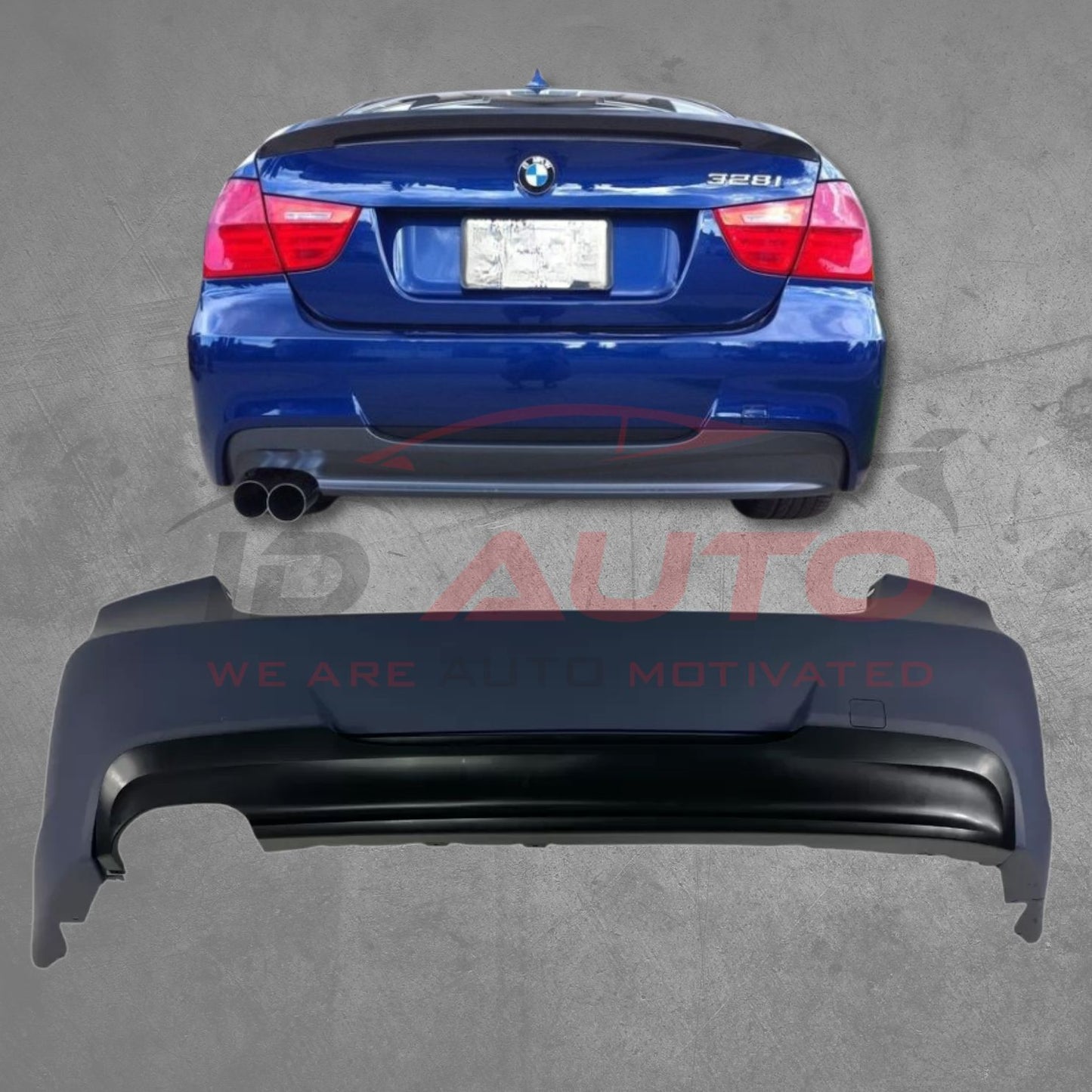 Задна броня за BMW E90 (2005–2011) M-Tech – за преди фейслифт и след фейслифт, без отвори за парктроник, грундирана