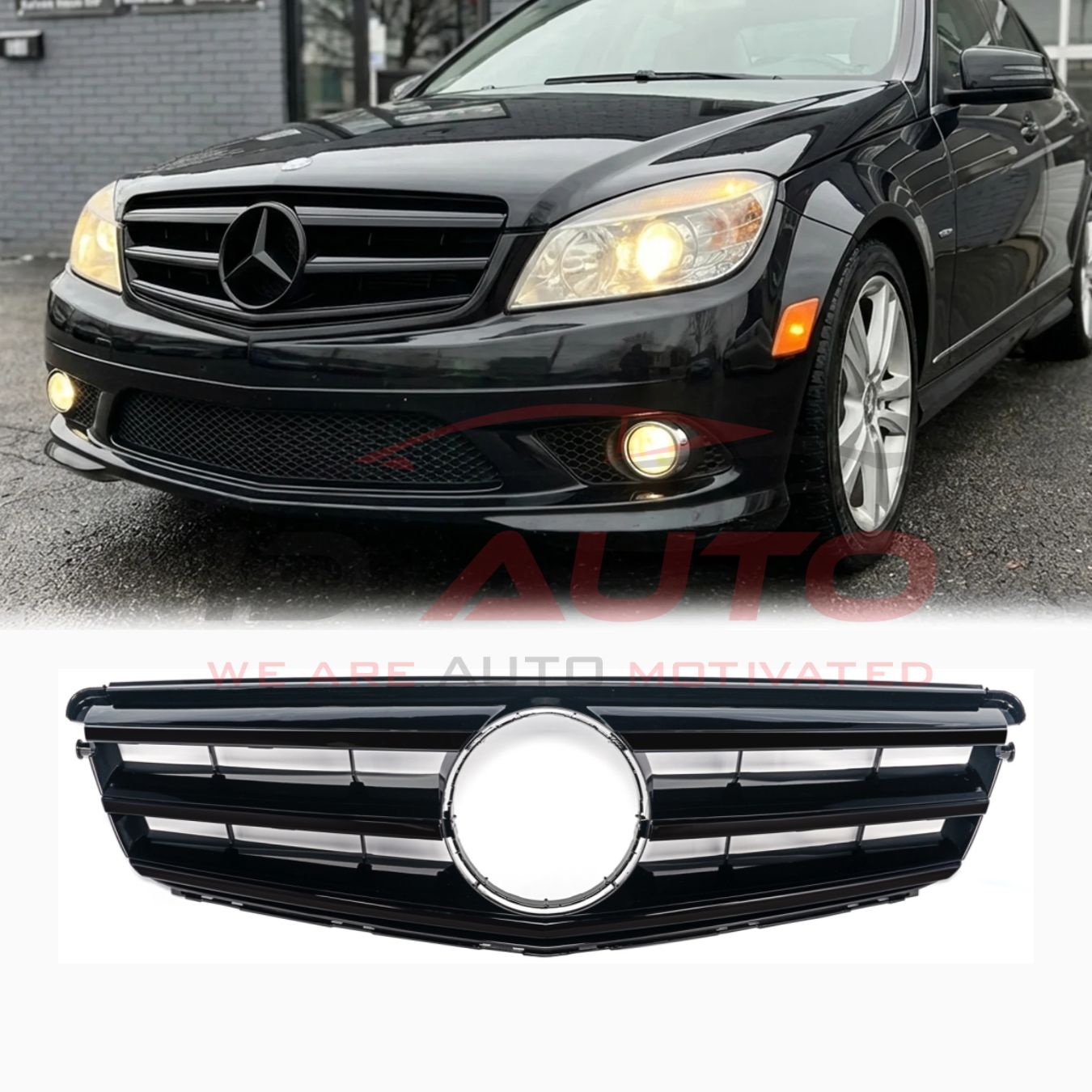 Решетка за Mercedes C-Class W204 (2007–2011) – Sport дизай - черен гланц