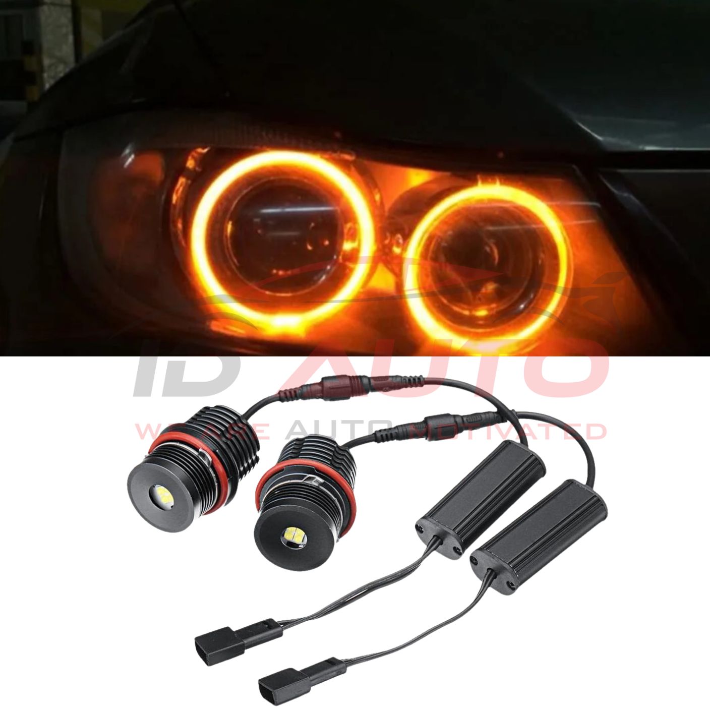 LED Angel Eyes крушки с жълта светлина за BMW E39 E60 E61 E63 E64 E65 E66 E87 E90 E91 X3 E83 X5 E53 – CANBUS