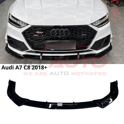 Преден лип спойлер за Audi A7 C8 (2018+) – черен гланц