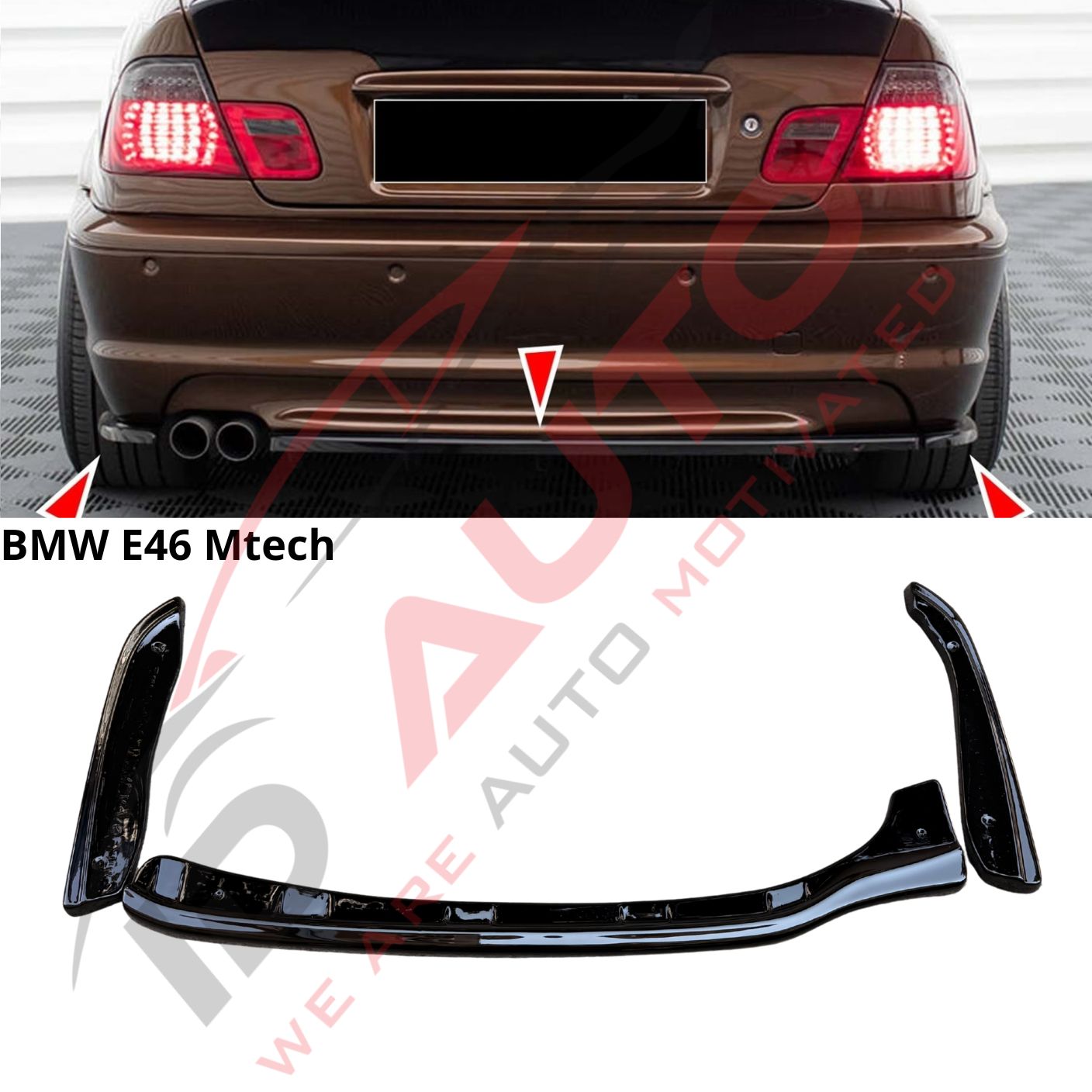Добавки за задна M-Tech броня за BMW E46 седан – Черен гланц