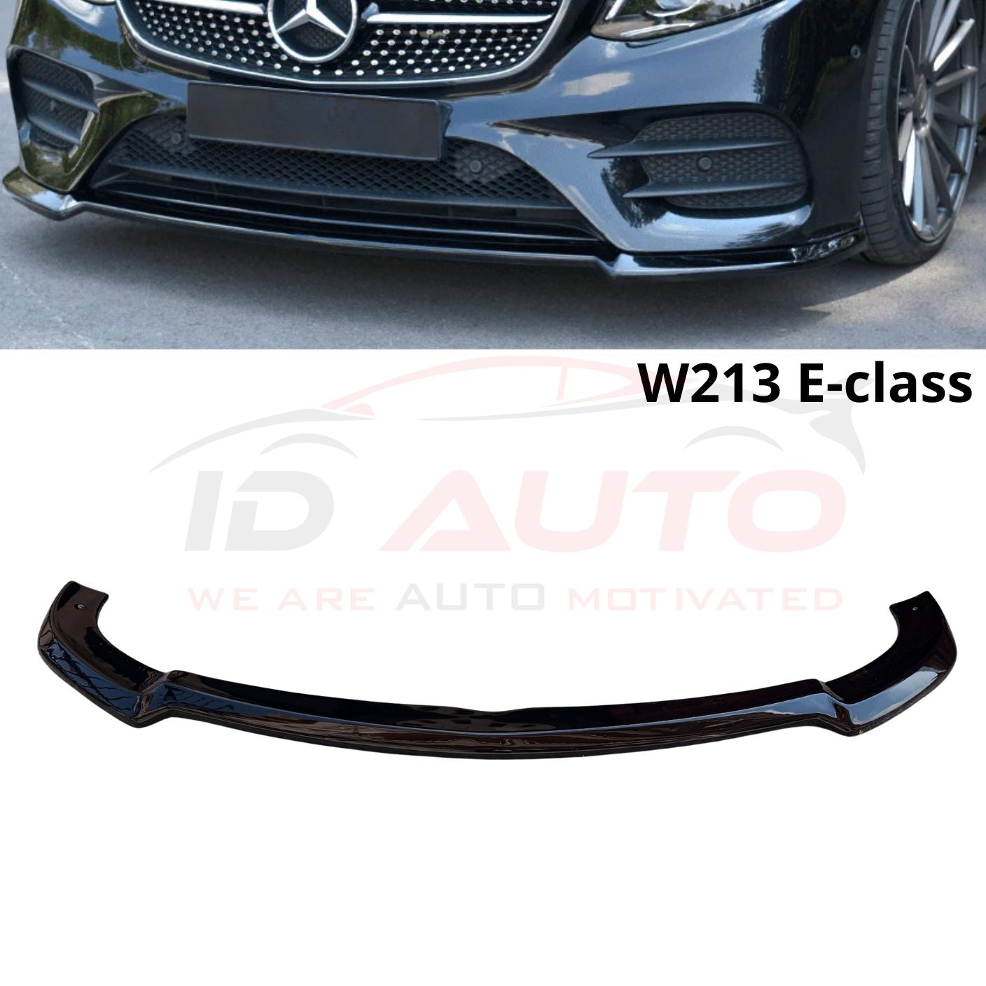 Преден лип спойлер за Mercedes E-Class W213 (2016+) – Черен гланц
