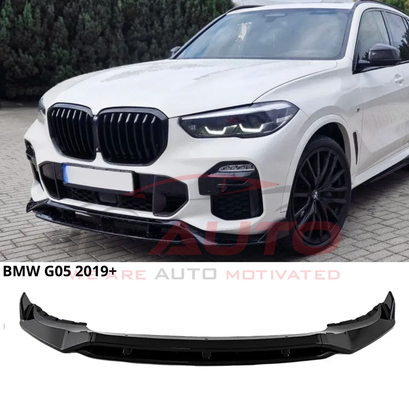 Преден лип спойлер за BMW X5 G05 (2019-2023) M Sport – черен гланц
