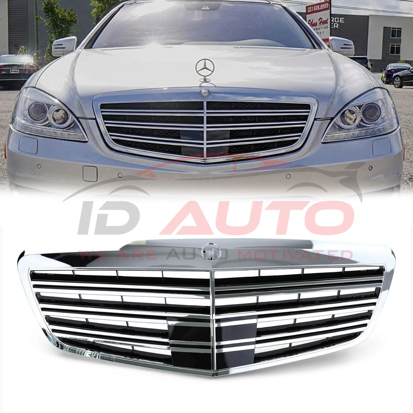 Решетка за Mercedes S-Class W221 Фейс (2009–2013) с бленда за Distronic