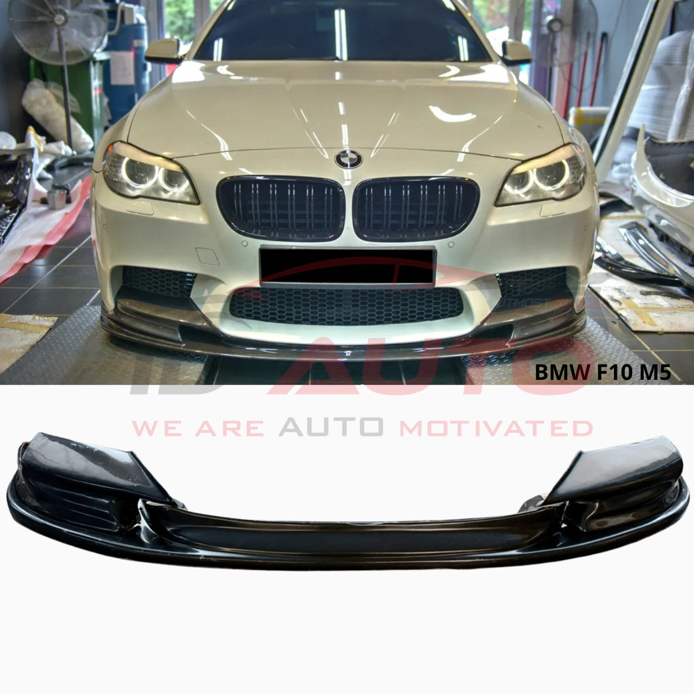 Преден лип спойлер за BMW F10 F11 - M5 броня (2011–2017) – черен гланц