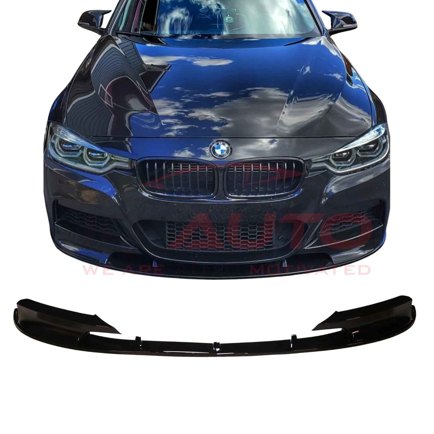 Преден лип спойлер – BMW 3 Series F30 (2011–2019), за M-Tech броня, черен гланц