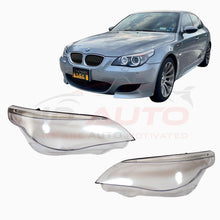Комплект стъкла за фар BMW E60 (2003–2010) с вградена вежда – ляво + дясно