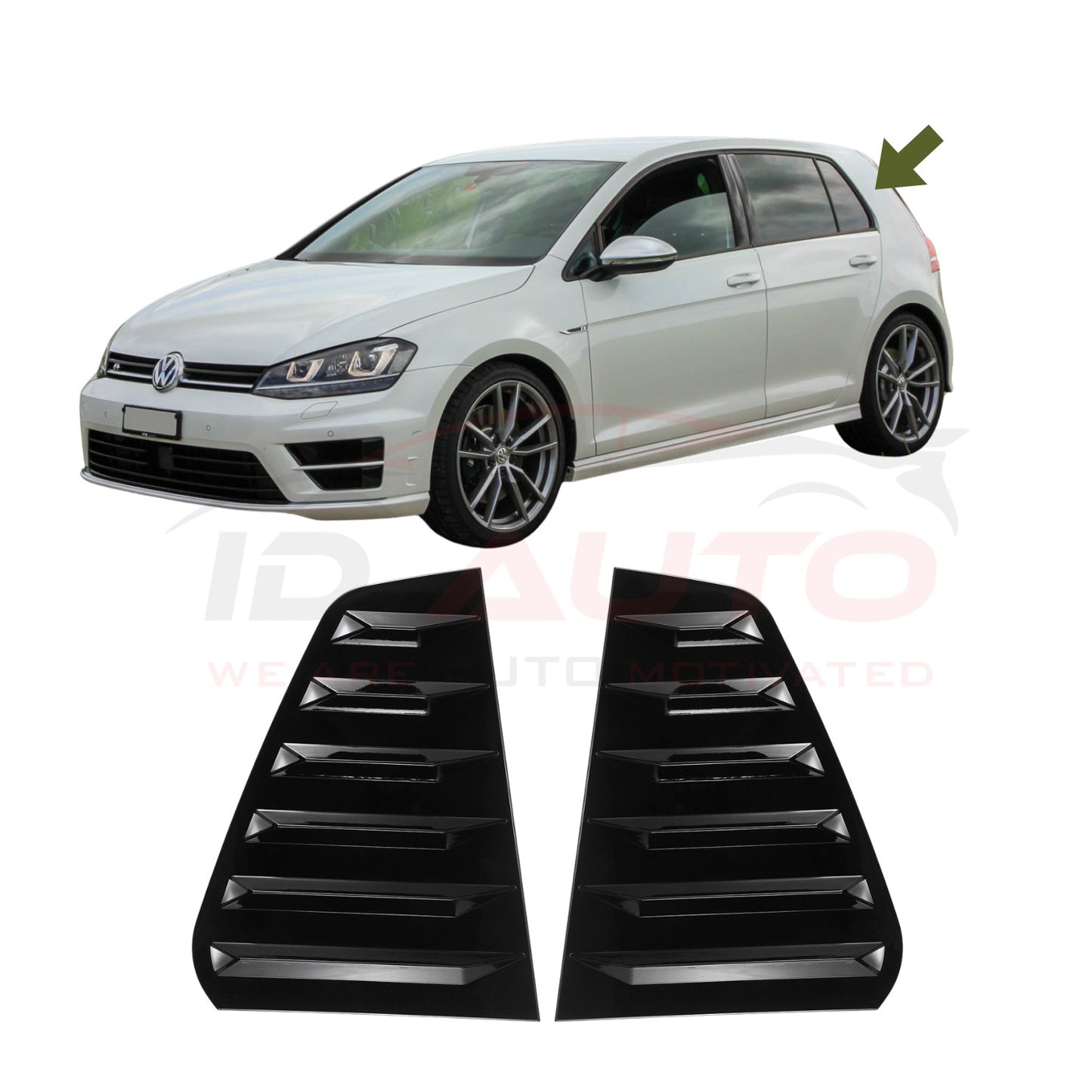 Тунинг добавки за задни странични стъкла – VW Golf 7 (2012–2019), черен гланц
