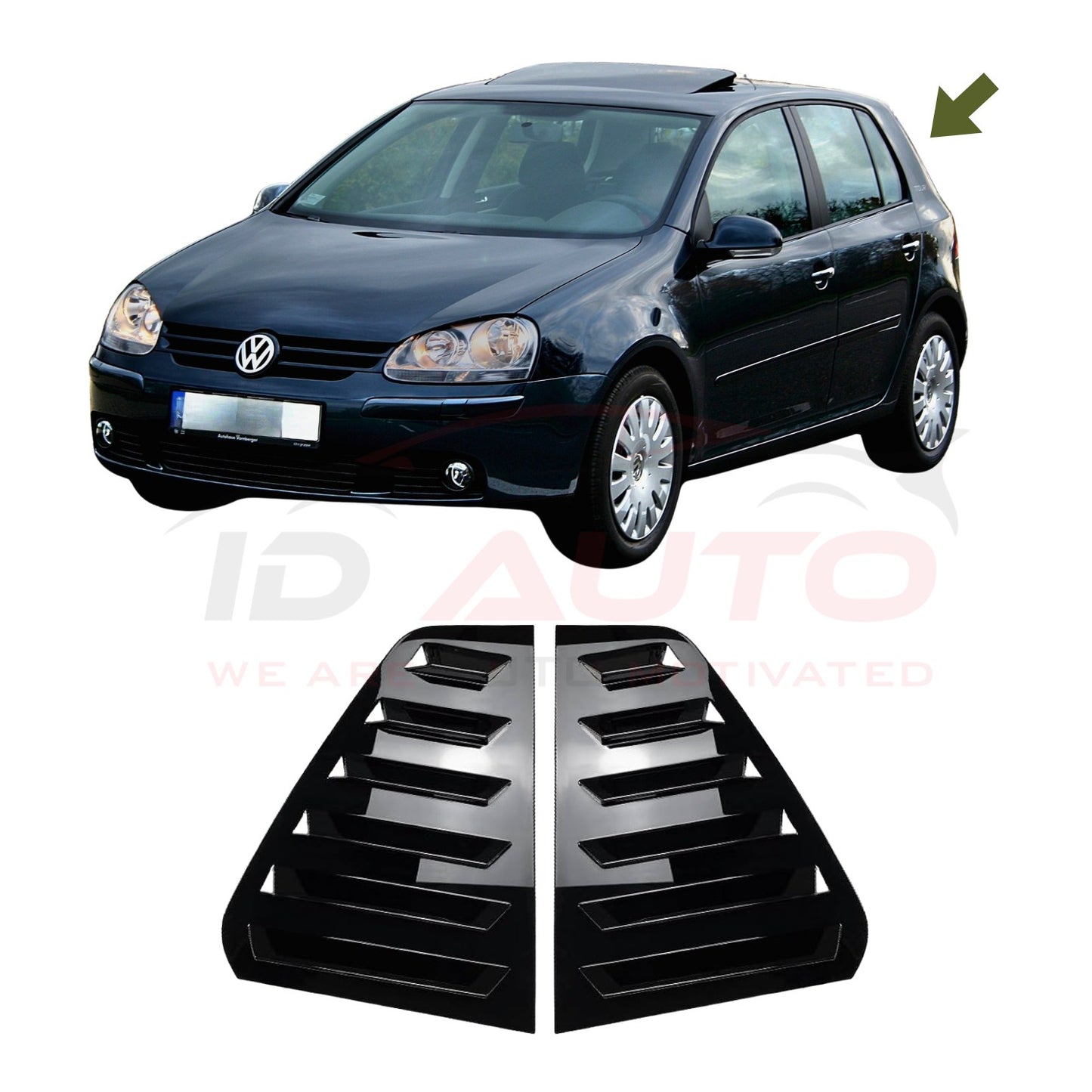 Тунинг добавки за задни странични стъкла – VW Golf 5 (2003–2009), черен гланц
