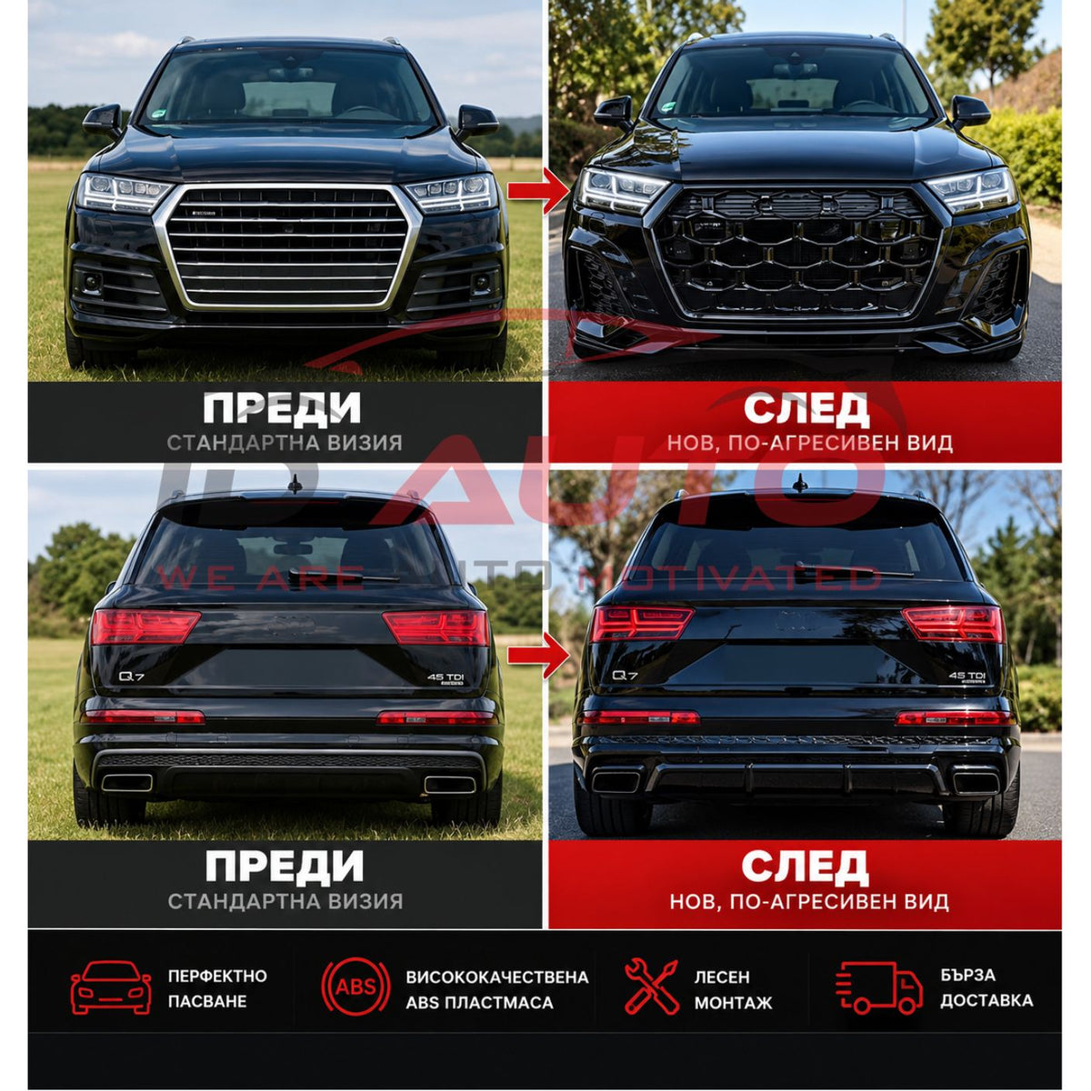 Боди кит за Audi Q7 4M (2016–2019) – конверсия към Q7 2024+ S-Line дизайн