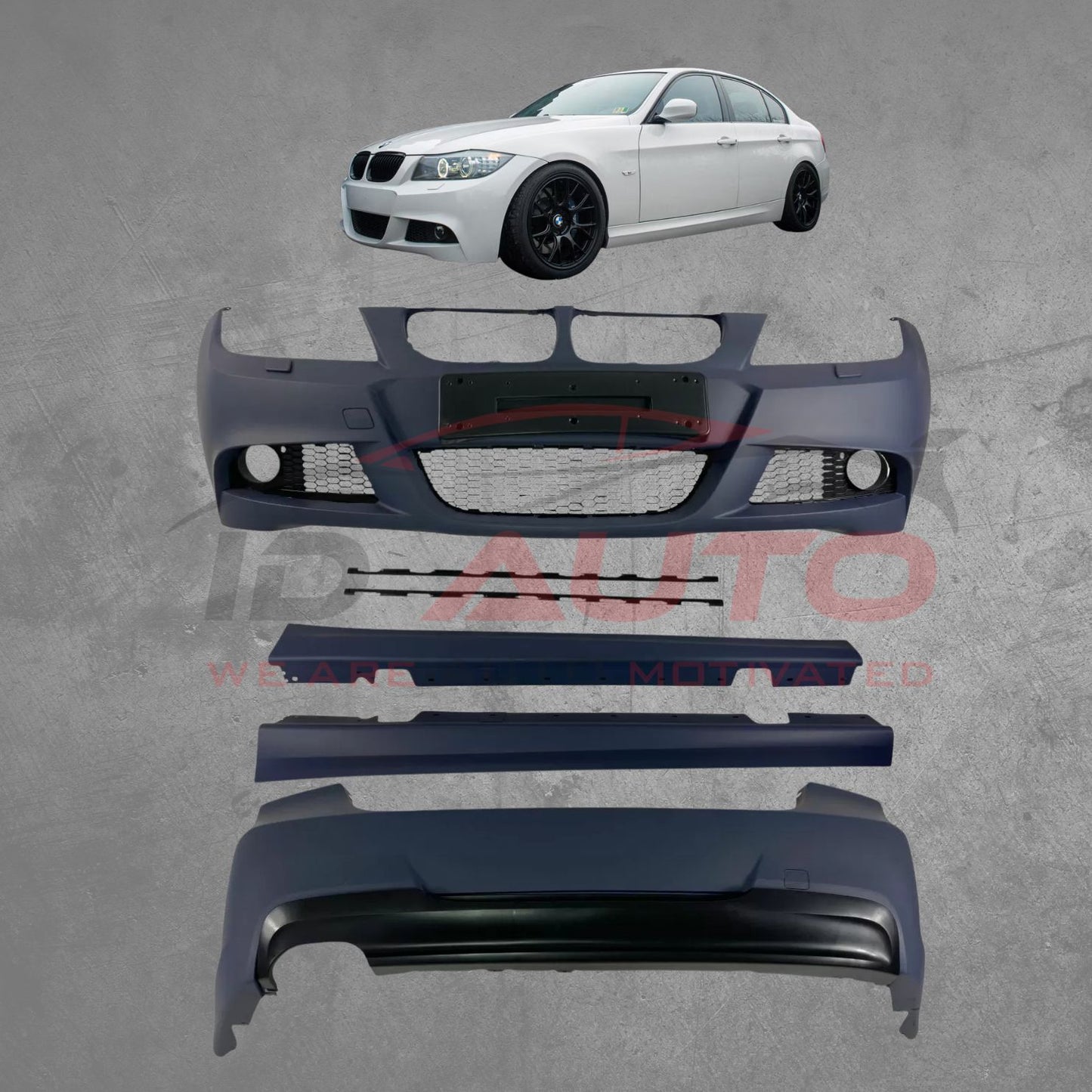 M пакет брони за BMW E90 LCI (2008–2012) – M-Technik комплект предна и задна броня + прагове, М техник дизайн