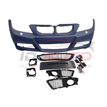 Предна броня за BMW E90/E91 (2005–2008) – M-Tech стил, с отвори за пръскалки, без парктроник, грундирана