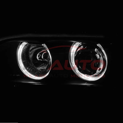 Комплект тунинг фарове с Angel Eyes за BMW 5 Series E39 (1997–2003) – черни, с включени крушки