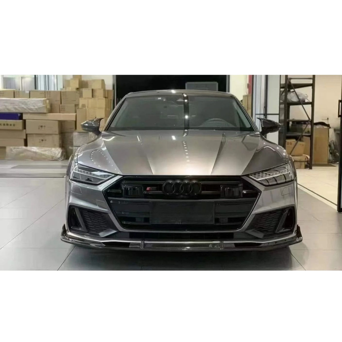 Преден лип спойлер за Audi A7 C8 (2018+) – черен гланц