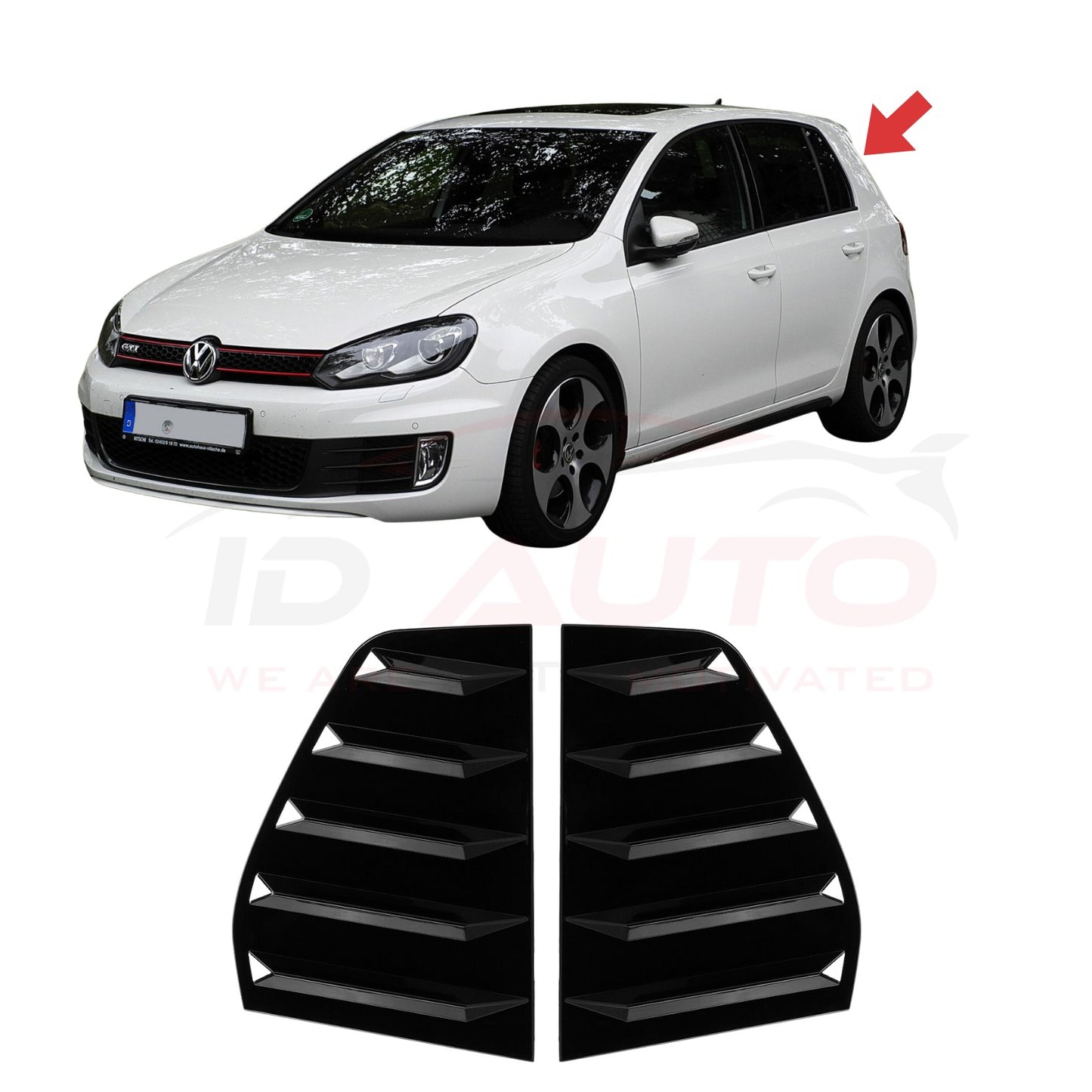Тунинг добавки за задни странични стъкла – VW Golf 6 (2008–2012), черен гланц
