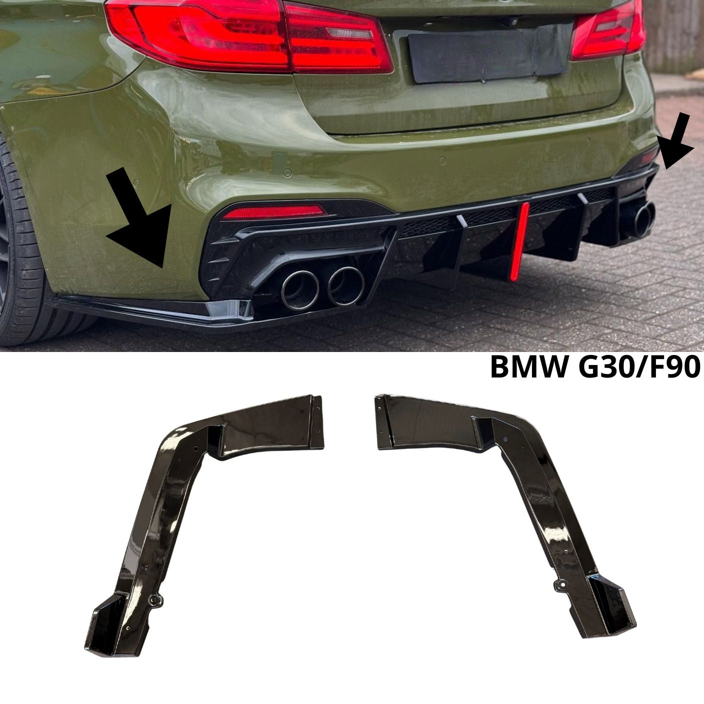 Странични добавки за задна броня BMW G30 G31 / F90 M5 – Черен гланц